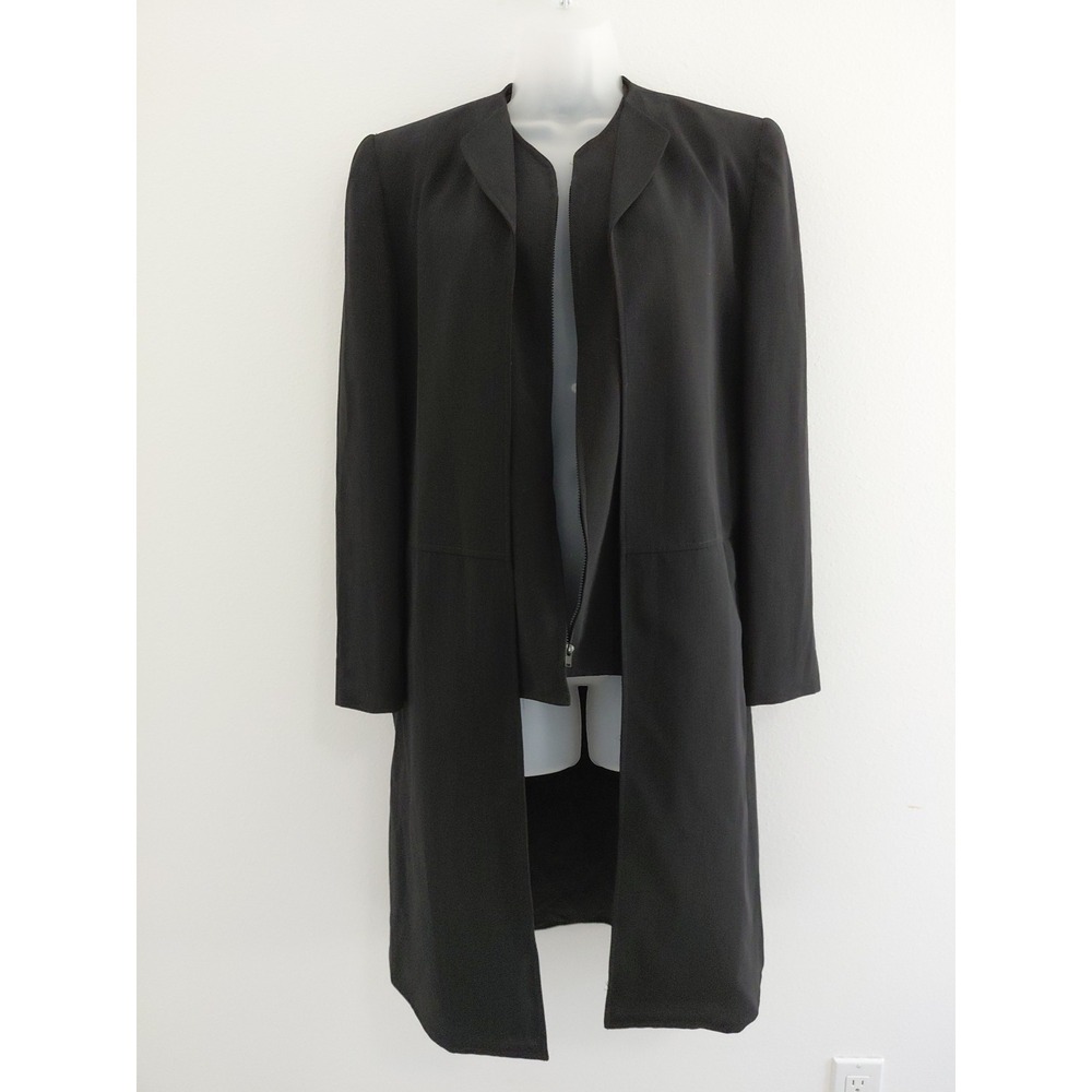 Halston Set Vest Long Jacket Womens 8 Vintage Black Lagonlook Minimalist Career - Picture 3 of 16